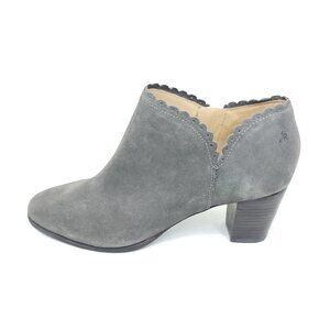 Jack Rogers Marianne Womens Booties Gray Suede Scallop Edge Block Heel Size 10M